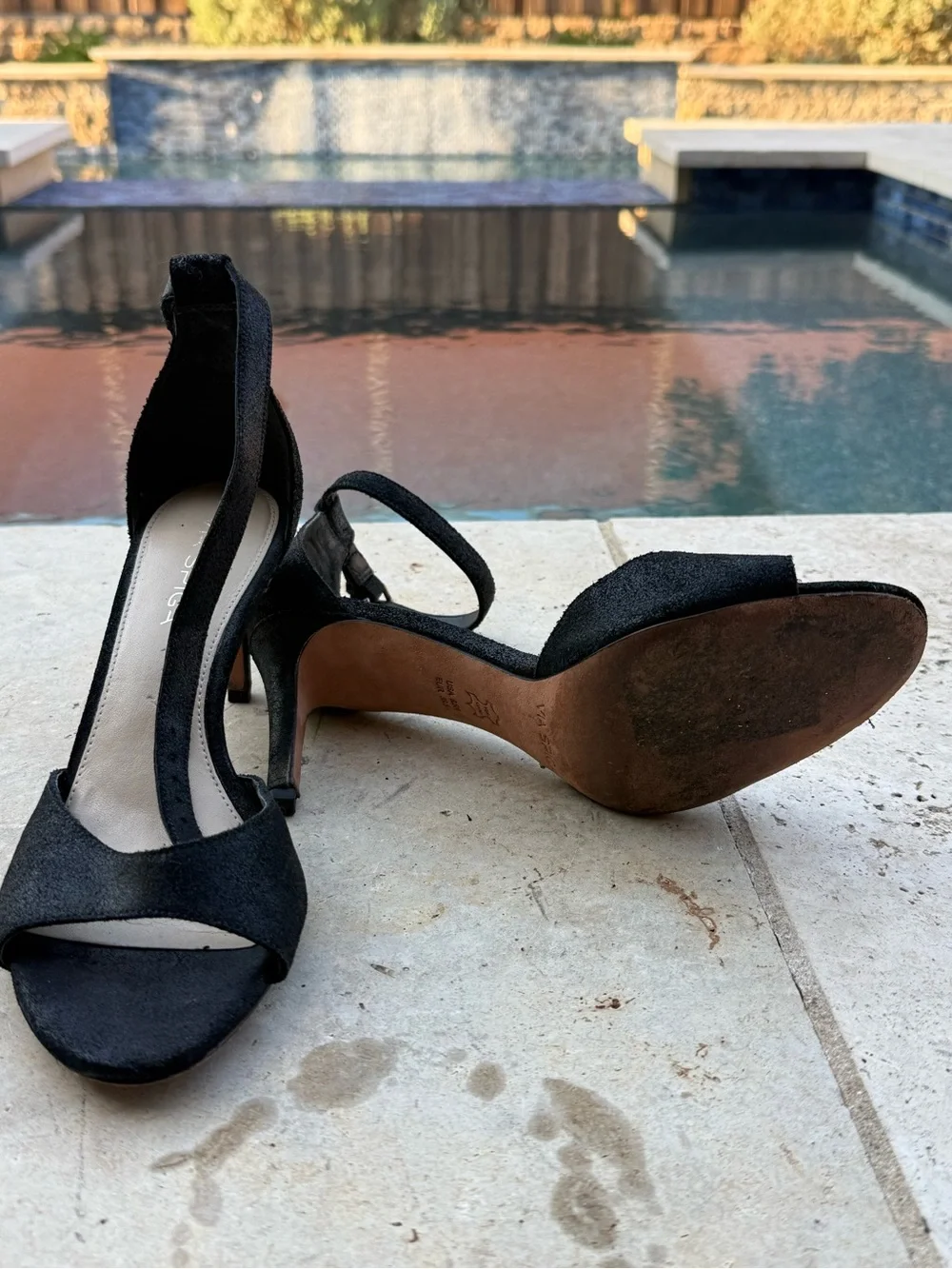 VIA SPIGA Black Suede Ankle-Strap Dress Sandals